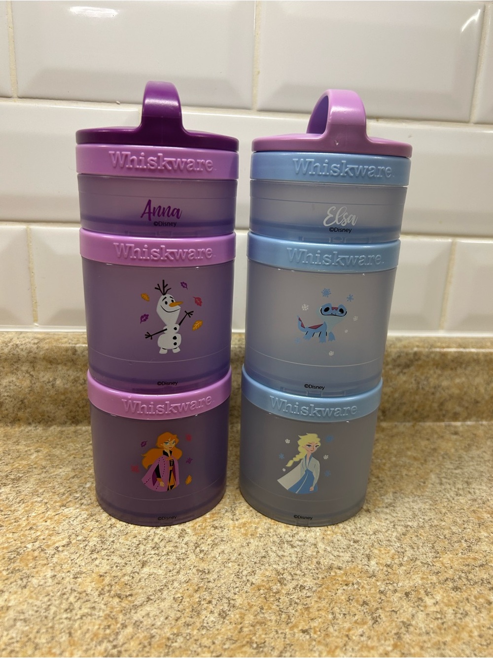 Whiskware Disney Frozen Stackable Snack Containers - Anna & Elsa (Purple/Blue)